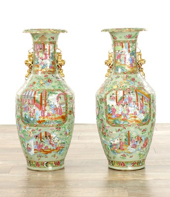 Lot 376 - A LARGE PAIR OF 19TH CENTURY CHINESE CANTON VASES