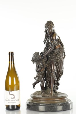 Lot 564 - ATT. TO CLODION. A 19TH CENTURY FRENCH FIGURAL BRONZE OF DIANNA WITH CHILD