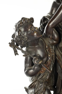 Lot 564 - ATT. TO CLODION. A 19TH CENTURY FRENCH FIGURAL BRONZE OF DIANNA WITH CHILD
