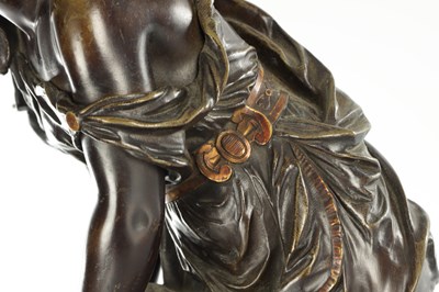Lot 564 - ATT. TO CLODION. A 19TH CENTURY FRENCH FIGURAL BRONZE OF DIANNA WITH CHILD