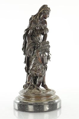 Lot 564 - ATT. TO CLODION. A 19TH CENTURY FRENCH FIGURAL BRONZE OF DIANNA WITH CHILD