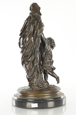 Lot 564 - ATT. TO CLODION. A 19TH CENTURY FRENCH FIGURAL BRONZE OF DIANNA WITH CHILD