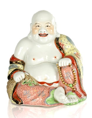 Lot 423 - A CHINESE PORCELAIN SEATED BUDDHA