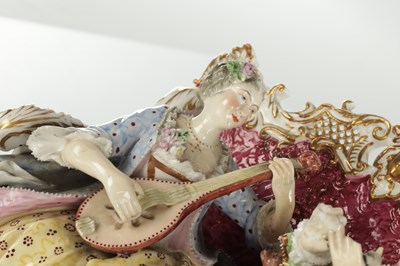 Lot 83 - A LARGE LATE 19TH CENTURY MEISSEN-STYLE DRESDEN FIGURE GROUP OF MUSICIANS