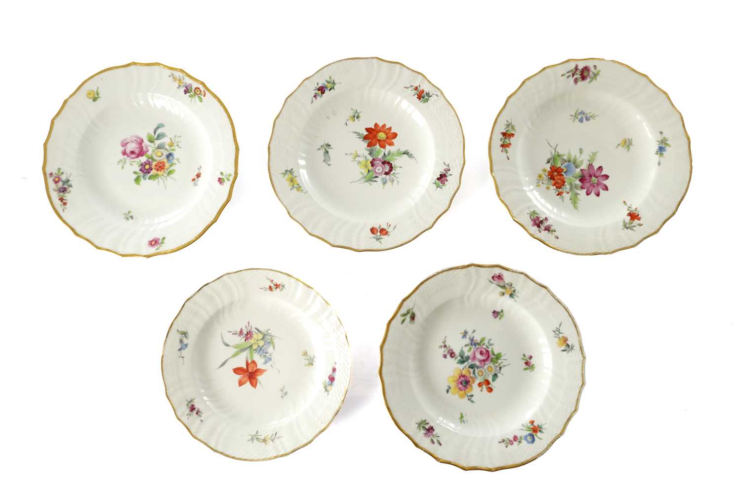 Lot 39 - FIVE 19TH CENTURY PORCELAIN COPENHAGEN CABINET PLATES
