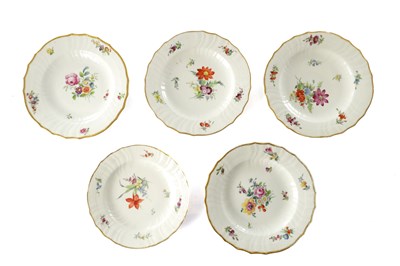 Lot 39 - FIVE 19TH CENTURY PORCELAIN COPENHAGEN CABINET PLATES