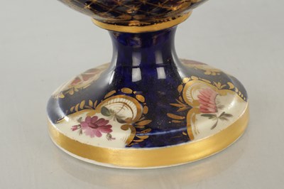 Lot 18 - A PAIR OF ROYAL DERBY CERAMIC URN SHAPED VASES
