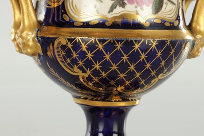 Lot 18 - A PAIR OF ROYAL DERBY CERAMIC URN SHAPED VASES