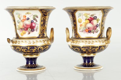 Lot 1681 - A SET OF THREE 19TH CENTURY ROYAL DERBY CERAMIC VASE GARNITURE