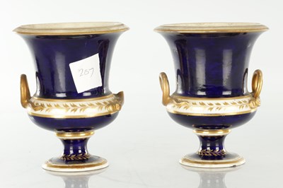 Lot 1681 - A SET OF THREE 19TH CENTURY ROYAL DERBY CERAMIC VASE GARNITURE