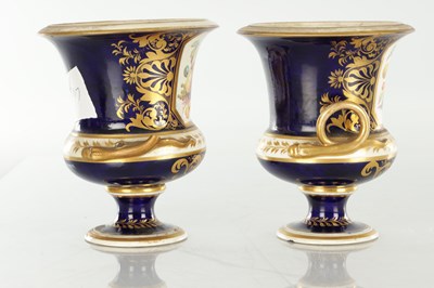 Lot 1681 - A SET OF THREE 19TH CENTURY ROYAL DERBY CERAMIC VASE GARNITURE