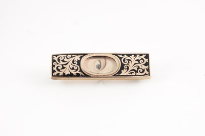 Lot 173 - A 19TH CENTURY GOLD METAL AND ENAMEL BROOCH/TIE PIN