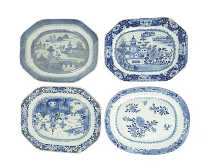 Lot 1711 - A COLLECTION OF FOUR 18TH CENTURY CHINESE BLUE AND WHITE PORCELAIN MEAT PLATES