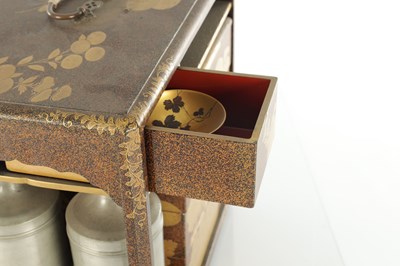 Lot 483 - A JAPANESE MEIJI PERIOD LACQUERWORK JUBAKO PICNIC SET
