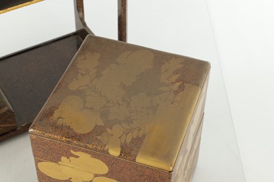Lot 483 - A JAPANESE MEIJI PERIOD LACQUERWORK JUBAKO PICNIC SET