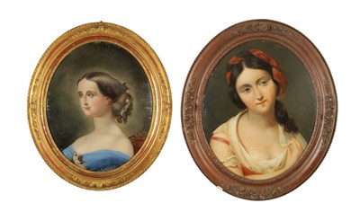 Lot 1262 - A PAIR OF 19TH CENTURY OVAL GLAZED OIL PORTRAITS