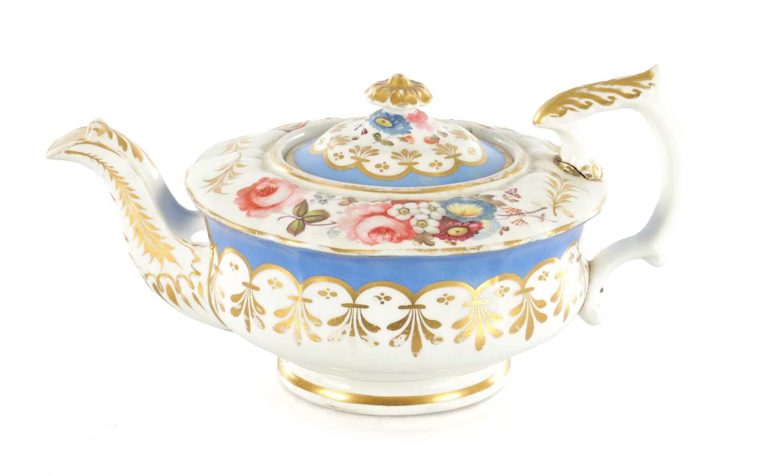 Lot 47 - A 19TH CENTURY ENGLISH RIDGWAY TYPE PORCELAIN TEAPOT