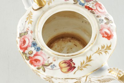 Lot 47 - A 19TH CENTURY ENGLISH RIDGWAY TYPE PORCELAIN TEAPOT