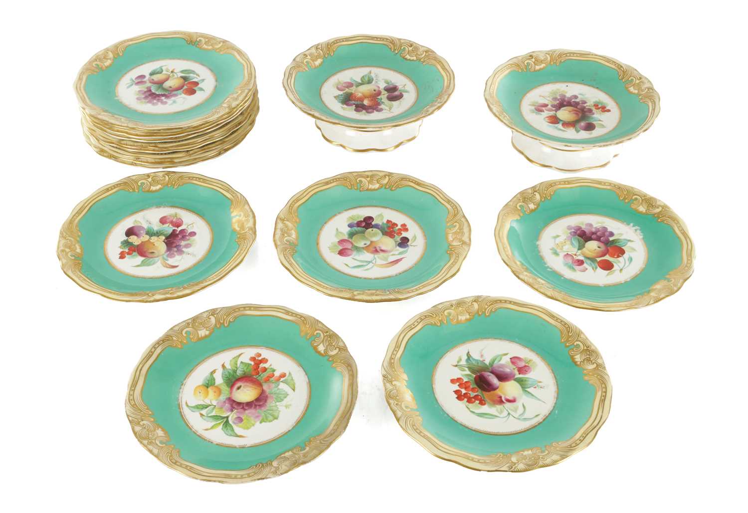 Lot 66 - A 19TH CENTURY ENGLISH PORCELAIN DESSERT SERVICE