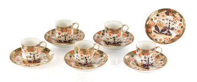 Lot 1675 - A SET OF FIVE 19TH CENTURY ENGLISH COPELAND PORCELAIN COFFEE CUPS AND SAUCERS