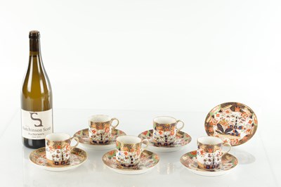 Lot 77 - A SET OF FIVE 19TH CENTURY ENGLISH COPELAND PORCELAIN COFFEE CUPS AND SAUCERS