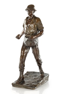 Lot 875 - FERDINAND FRICK (GERMAN, 1878-1939) AN EARLY 20TH CENTURY PATINATED BRONZE FIGURAL SCULPTURE