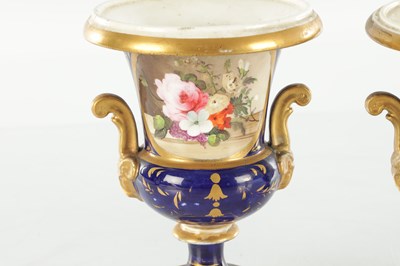 Lot 66 - A PAIR OF 19TH CENTURY DERBY URN SHAPED VASES