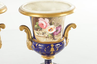 Lot 66 - A PAIR OF 19TH CENTURY DERBY URN SHAPED VASES