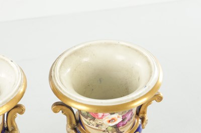 Lot 66 - A PAIR OF 19TH CENTURY DERBY URN SHAPED VASES