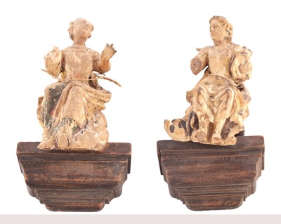 Lot 954 - A PAIR OF 17TH CENTURY CARVED LIME WOOD FIGURES