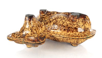 Lot 89 - AN UNUSUAL 19TH CENTURY YORKSHIRE SLIPWARE MOULD FORMED AS A COW