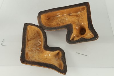 Lot 89 - AN UNUSUAL 19TH CENTURY YORKSHIRE SLIPWARE MOULD FORMED AS A COW