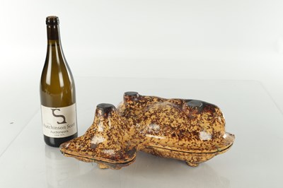 Lot 89 - AN UNUSUAL 19TH CENTURY YORKSHIRE SLIPWARE MOULD FORMED AS A COW