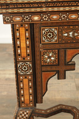 Lot 1659 - A 19TH CENTURY SYRIAN MOSAIC MARQUETRY MOTHER OF PEARL INLAID GAMES TABLE