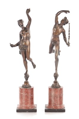 Lot 931 - A PAIR OF 19TH CENTURY BRONZE STATUES OF MERCURY AND FORTUNA