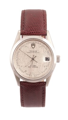 Lot 1291 - A GENTLEMAN’S STEEL AND DIAMOND TUDOR PRINCE OYSTER DATE WRIST WATCH