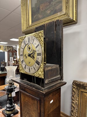 Lot 1171 - SAMUEL GASCOINE LONDON. AN EARLY 18TH CENTURY AND LATER 10” HERRING-BANDED FIGURED WALNUT EIGHT-DAY LONGCASE CLOCK