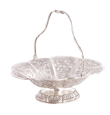 Lot 51 - A LATE 19TH CENTURY CHINESE SILVER BASKET