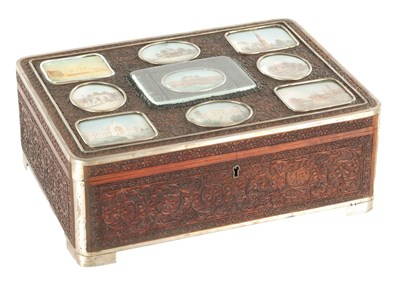 Lot 318 - A 19TH CENTURY INDIAN SANDALWOOD AND SILVER MOUNTED BOX