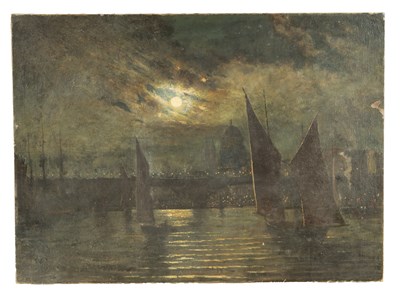 Lot 1210 - CIRCLE OF JOHN ATKINSON GRIMSHAW. A 19TH CENTURY OIL ON CANVAS