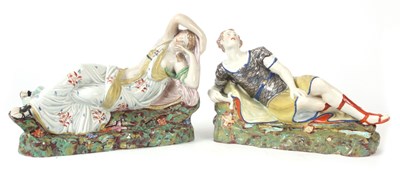 Lot 39 - A PAIR OF STAFFORDSHIRE BLUE GLAZE SLIPWARE...