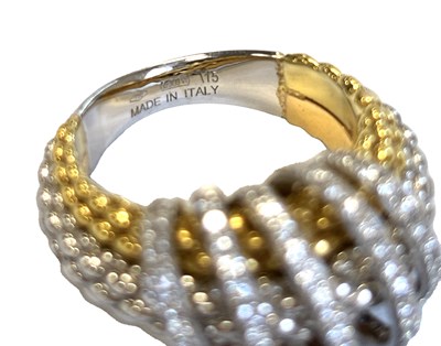 Lot 112 - A STYLISH FOPE MIA LUCE 18CT YELLOW WHITE AND ROSE GOLD O.75CT FIVE STRAND DIAMOND RING