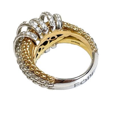 Lot 112 - A STYLISH FOPE MIA LUCE 18CT YELLOW WHITE AND ROSE GOLD O.75CT FIVE STRAND DIAMOND RING