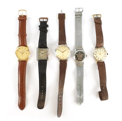 Lot 321 - A COLLECTION OF FIVE VINTAGE GENTLEMAN'S WRISTWATCHES