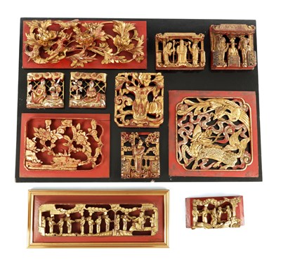 Lot 161 - A COLLECTION OF CHINESE CARVED GILTWOOD PANELS
