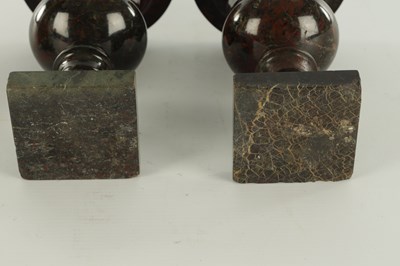 Lot 594 - A PAIR OF 19TH CENTURY SERPENTINE MARBLE URNS