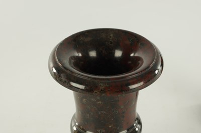 Lot 594 - A PAIR OF 19TH CENTURY SERPENTINE MARBLE URNS