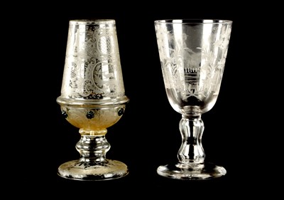 Lot 6 - TWO 19TH CENTURY ENGRAVED GLASSES