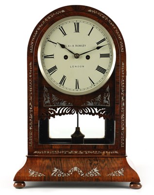 Lot 969 - A & H ROWLEY, LONDON. A MID-19TH CENTURY ROSEWOOD AND MOTHER OF PEARL INLAID BRACKET CLOCK