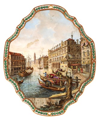 Lot 229 - A LATE 19TH CENTURY SHAPED CONTINENTAL PORCELAIN PLAQUE
